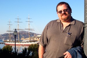Bob Hughes in San Francisco beside the tall ships. 